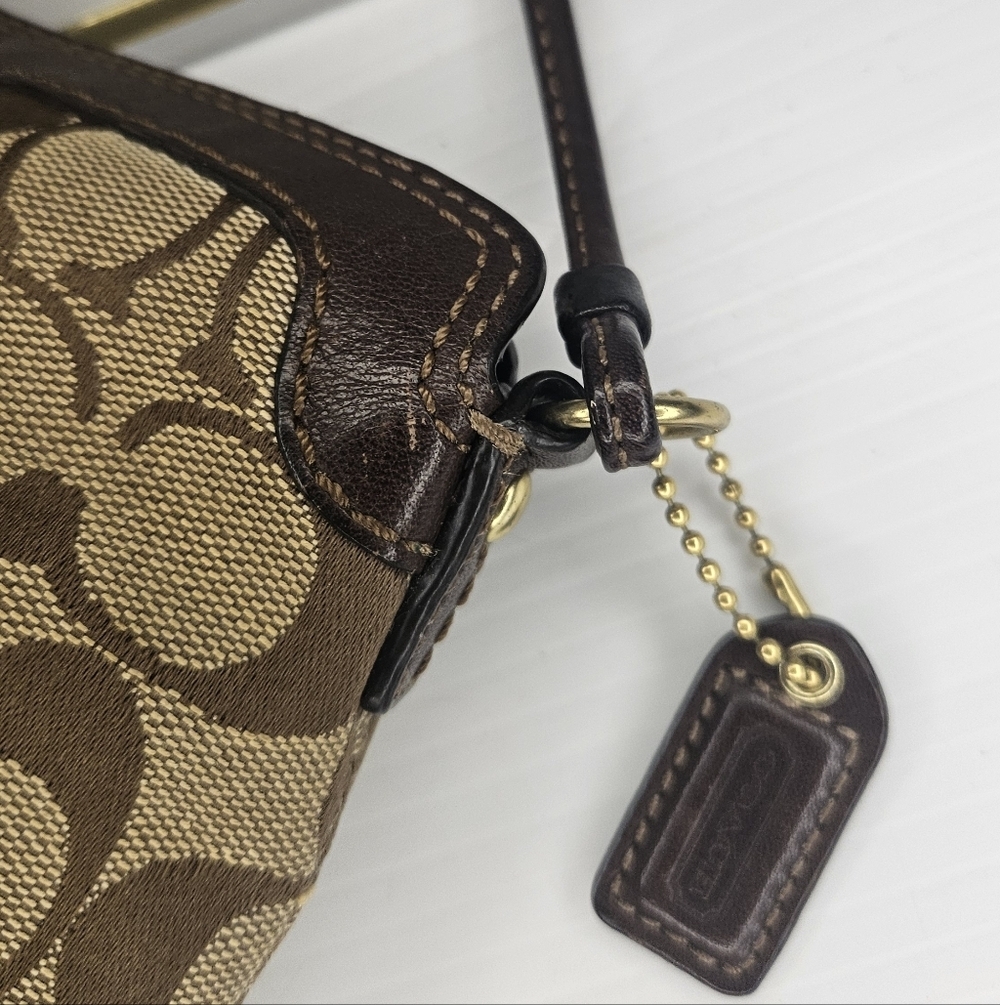 Coach Signature Sufflette Cloth Mini Bag Brown,Y2K Vintage, Rare Wristlet Clutch - Picture 8 of 11